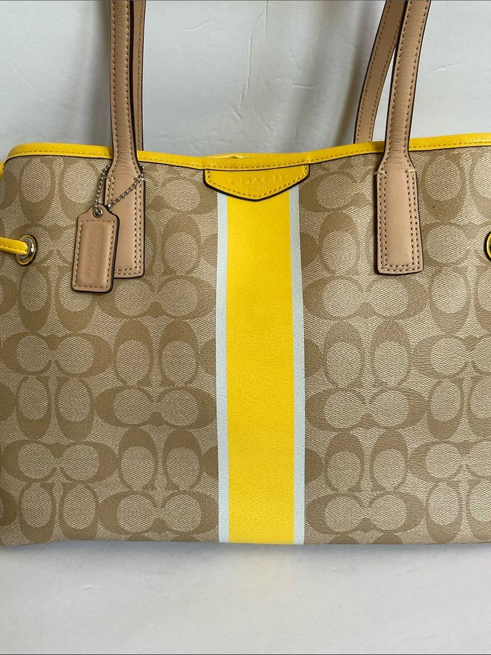 Coach Yellow and Tan Signature Tote